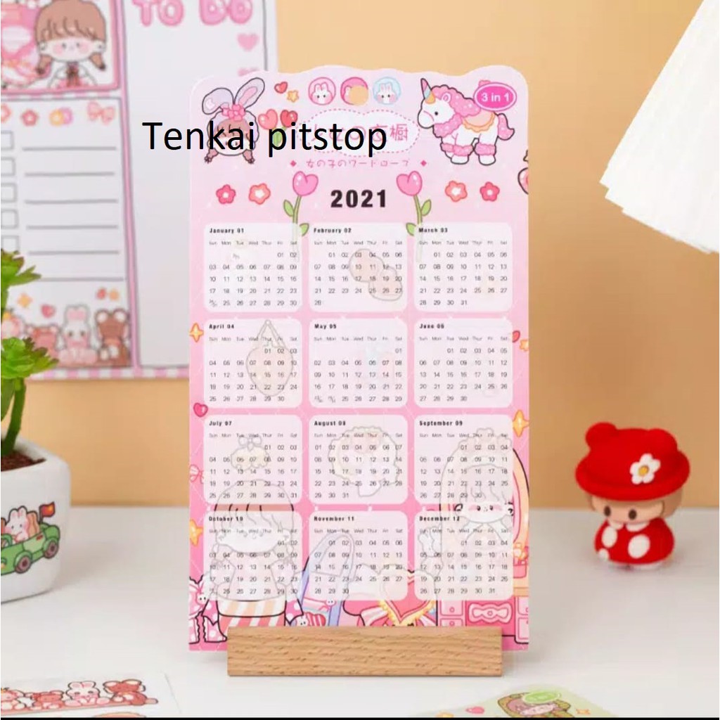 

Stiker+Kalender Kawaii Set Impor (13 in 1) for Bujo,Planner,Diary,Deco
