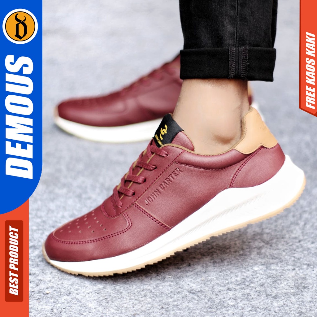 Sepatu Casual Pria Sneakers Hitam Kasual Kulit Pu Kekinian Kerja Kuliah Kantor Fashion Shoes Terbaru DEMOUS SPARTE