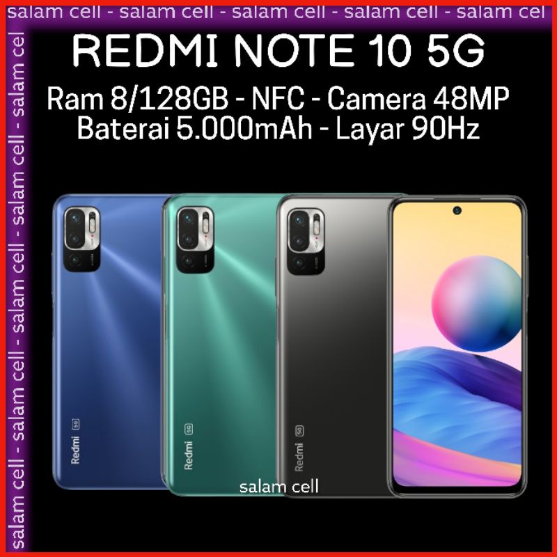 Redmi N0te 10 5G Ram 8/128gb NFC Camera 48mp  New No Repack Garansi Resmi-0