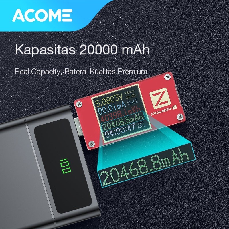 ACOME Powerbank 20000 mAh All in 1 Fast Charging QC3.0 PD VOOC SCP Dash Garansi Resmi 18 Bln AP201