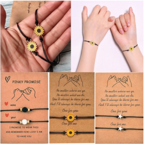 2 Pcs Korean Fashion Gelang Tali Ersahabatan Anyaman Krisan Bunga Matahari Fashion