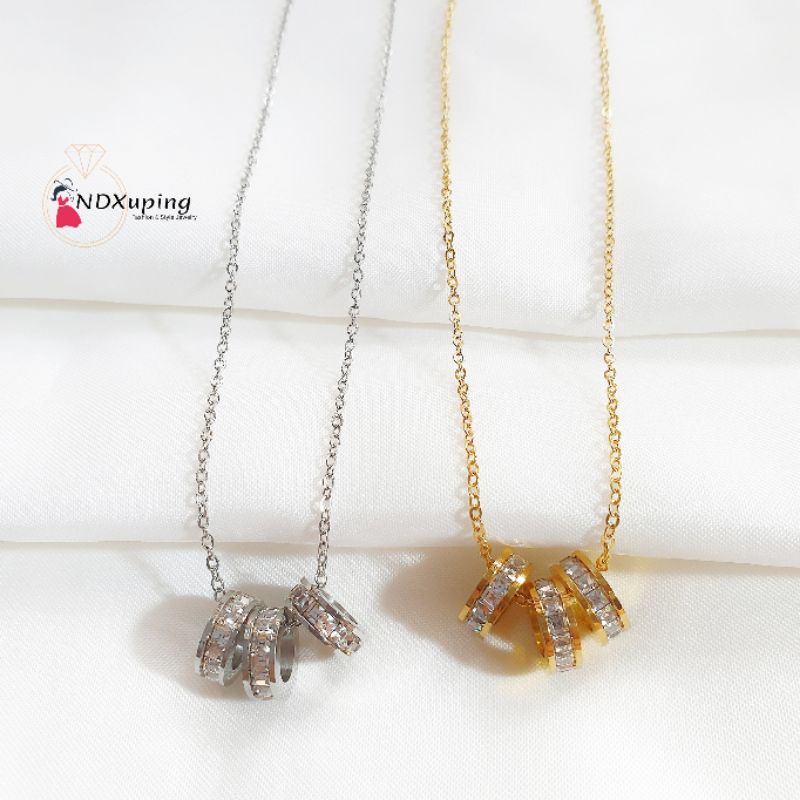Kalung Liontin Full Diamond Titanium N10122102