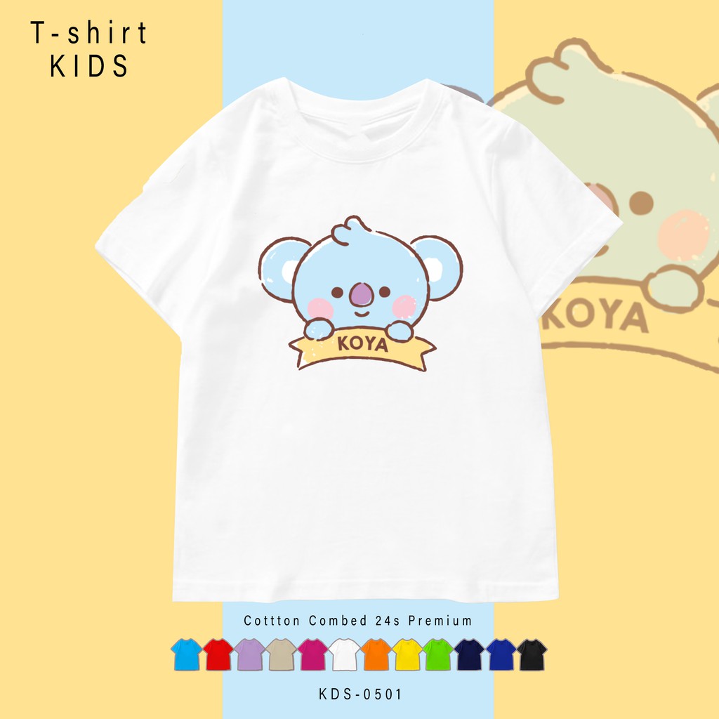 KDS0501 BT21 CUTE NAME / KAOS ANAK-ANAK / BAJU KIDS / BAHAN COMBED 24S PREMIUM