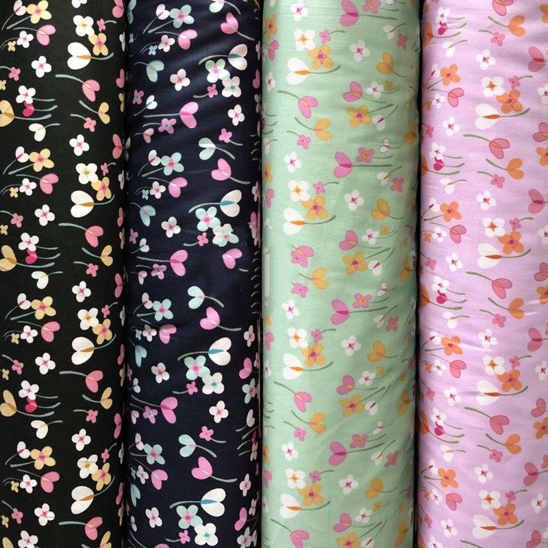 KAIN BAHAN KATUN JEPANG TOKAI SENKO MOTIF BUNGA LOVE