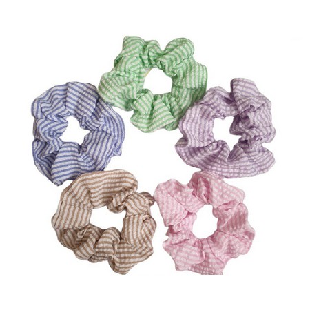 Ikat Rambut Scrunchie Jepang Motif Kotak Kotak / Karet Rambut / Kunciran / Tiki