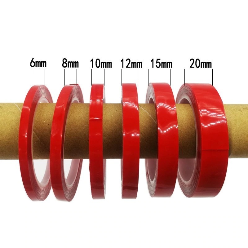 XY Selotip Double Sided Tape Transparent Acrylic 3m x 8mm HL87895 MERAH
