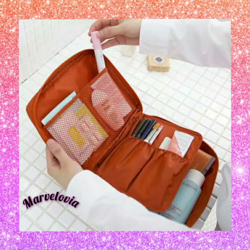 TRAVEL Monopoly Toiletries Bag Woman Polos / Tas Kosmetik / Travelmate / Travel Organizer