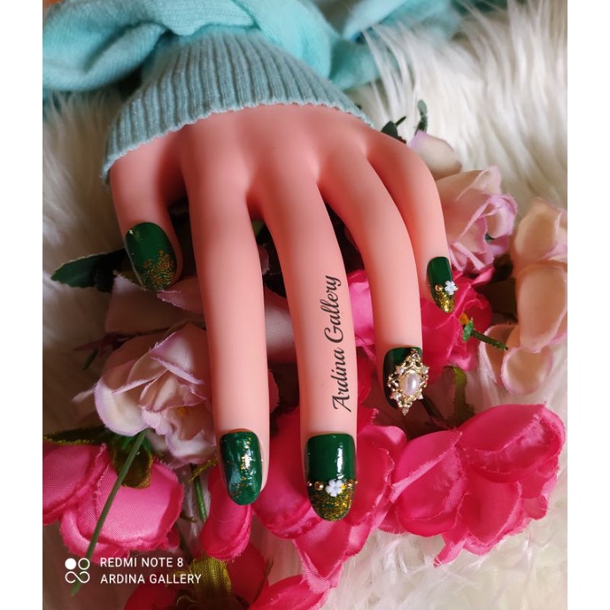 KUKU PALSU SAGE GREEN// FAKE NAIL WEDDING FREE LEM// KUKU PALSU PENGANTIN MURAH HIJAU SAGE