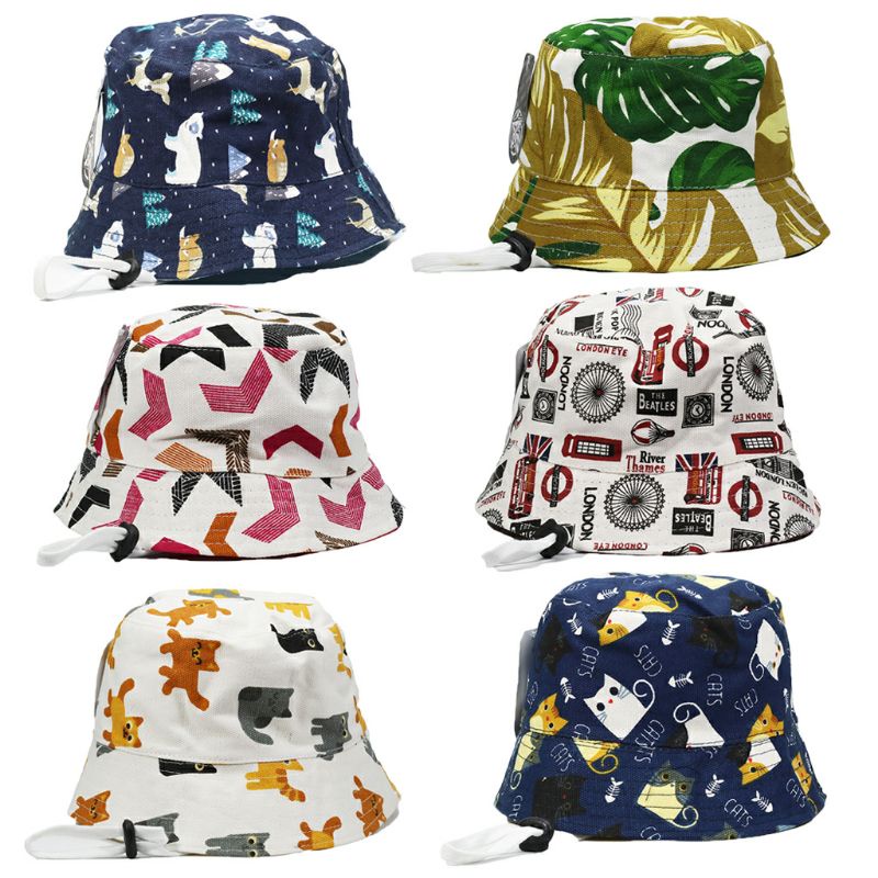 Topi bucket anak tali / Topi anak cowok cewek kanvas M