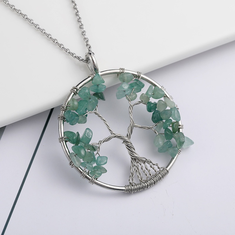 Kalung Liontin Pohon Kehidupan 7 Chakra Handmade Untuk Wanita