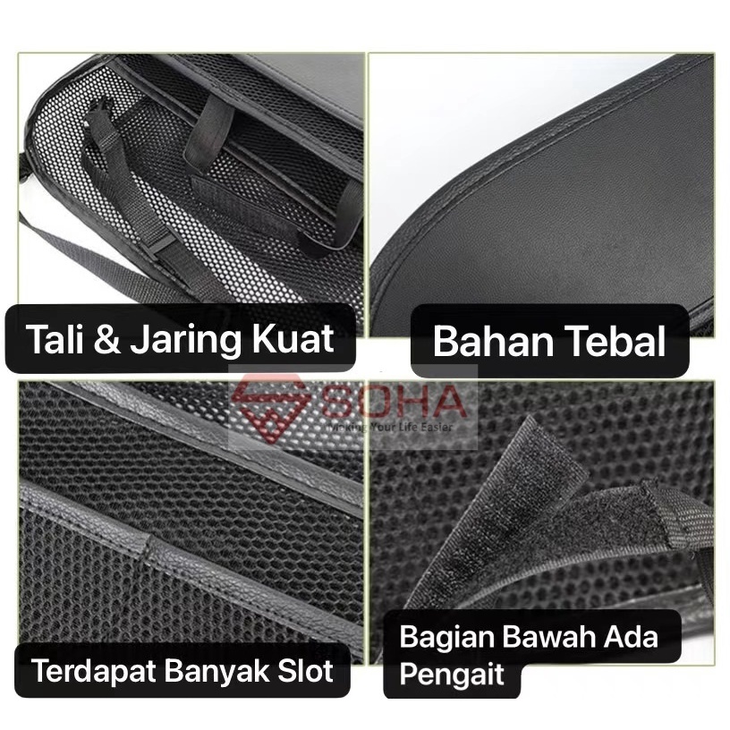 AM-06 Tas Universal Car Storage Organizer Set Net Kantong Tas Jaring Penyimpan Mobil Tampas Tas Serbaguna Ada Karet Taruh Botol Anti Jatuh