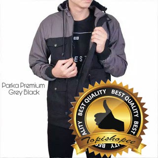 JAKET PRIA PARKA SAKU HOODIE