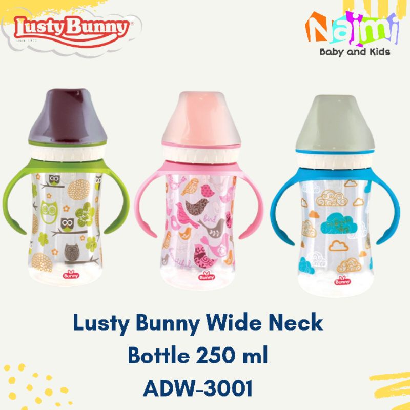 ADW-3001 LustyBunny Botol Susu Bayi Wide Neck Gagang 250ml Lusty Bunny Bottle Handle