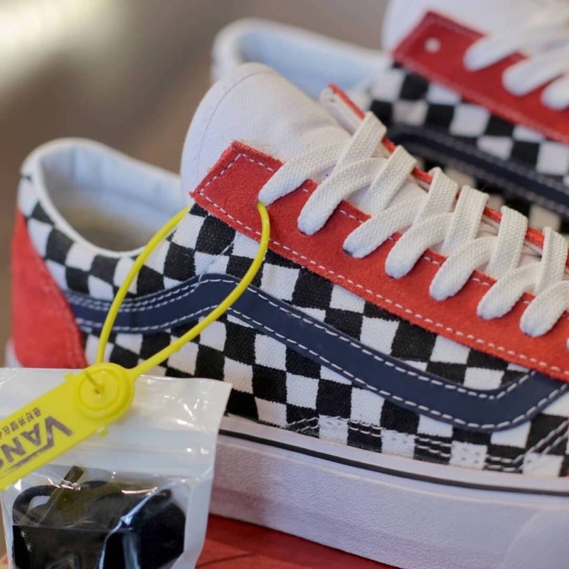 orange checkered vans old skool
