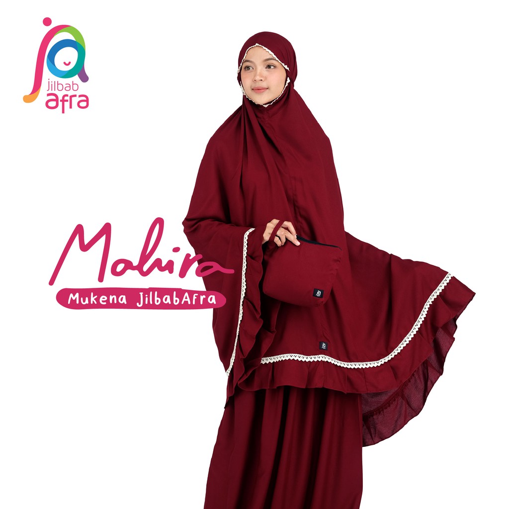 Mukena Polos Dewasa Merek Afra (Arfa) Mahira - Maroon - Bahan Katun Rayon HQ