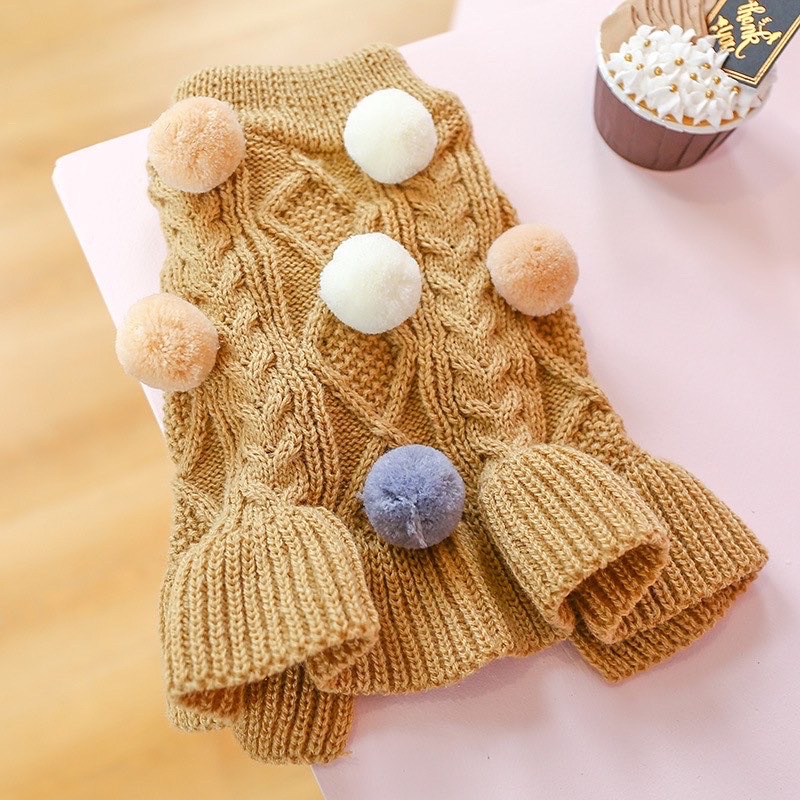 Korea POMPOM sweater dress