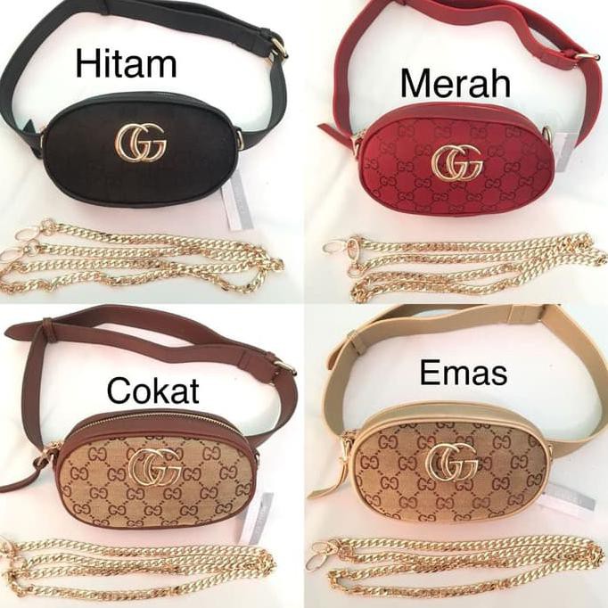 Tas Wanita Tas Batam Import Gucci Belt Nagita Mini Canvas Ib - Hitam