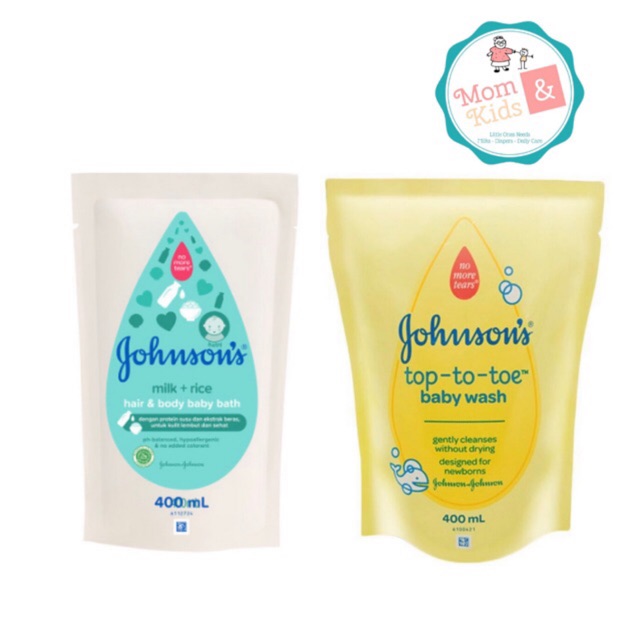 Johnsons Baby Milk Rice Hair &amp; Body / Top to Toe Wash 400 ml