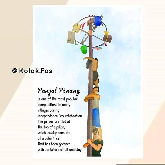 

Panjat Pinang Kartu Pos Postcard Indonesia Khas Kemerdekaan Dirgahayu Lomba Surat Greetings Card Hq