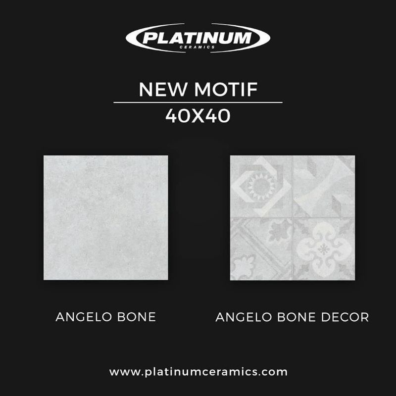KERAMIK LANTAI 40X40 ANGELO BONE/BONE DECOR/PLATINUM/MATTE/KW1