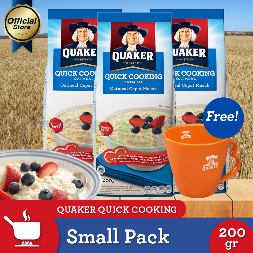 [Free MUG] Quaker Quick Cooking Oatmeal Small Pack - 3 Pcs