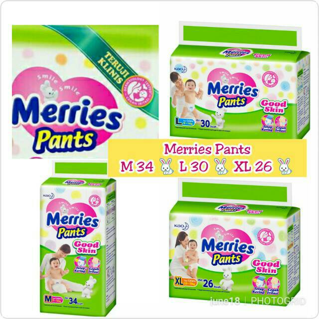 MERRIES Pants Good Skin S 40 M 34 L 30 XL 26 Popok Celana