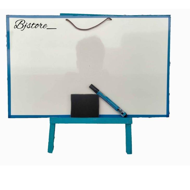 

[PRODUK QNRWM] Papan Tulis / Whiteboard Anak ( FREE SPIDOL + PENGHAPUS ) dengan Penyanggah kayu Ukuran 30x50 cm 7CD