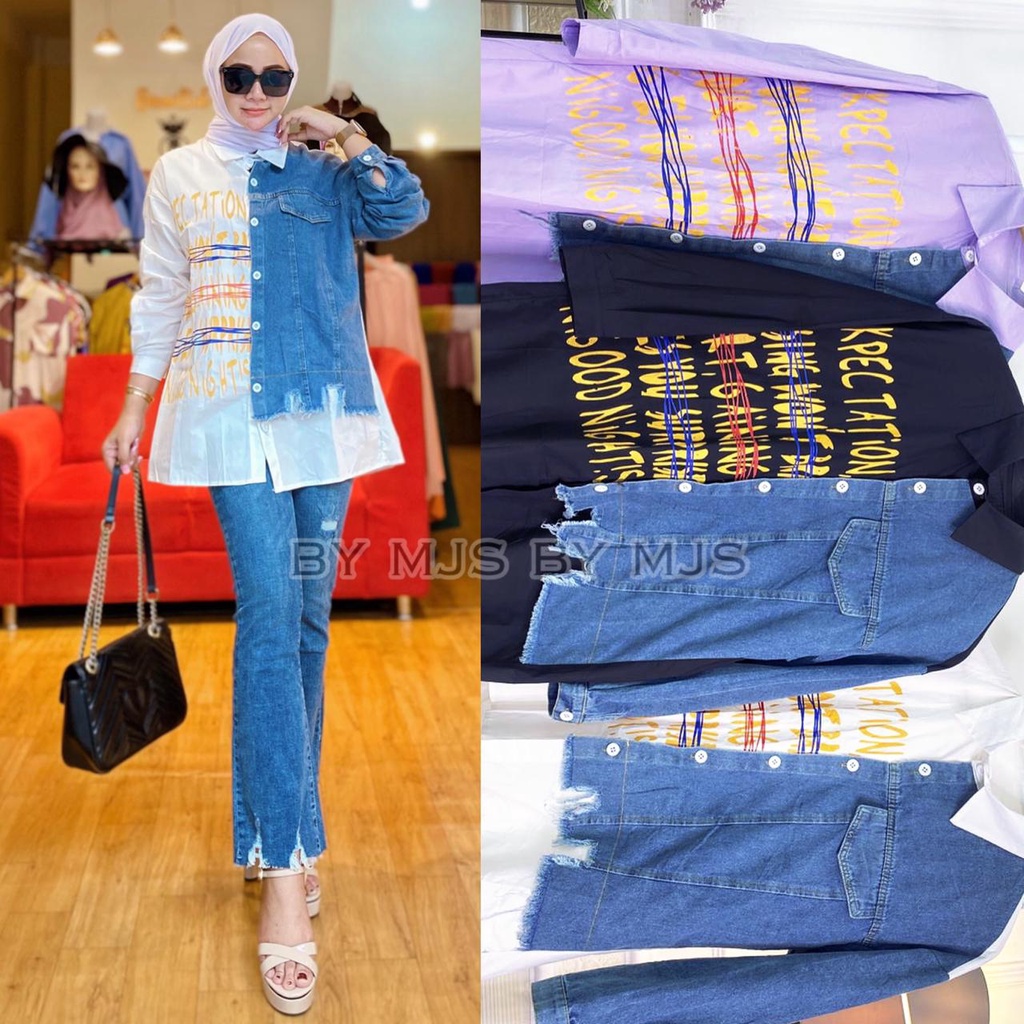KEMEJA HOLLY IMPORT KATUN MIX JEANS