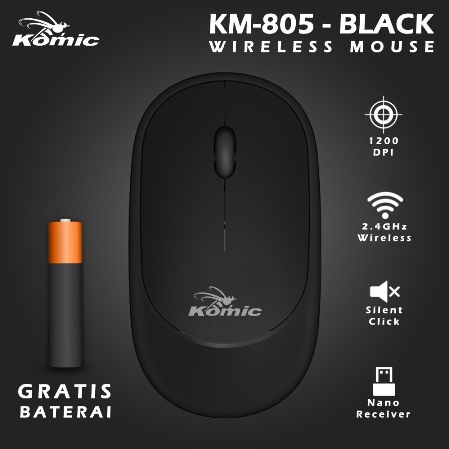 Mouse KOMIC KM-805 Wireless Silent Click 2.4GHz 1200DPI - KOMIC KM805