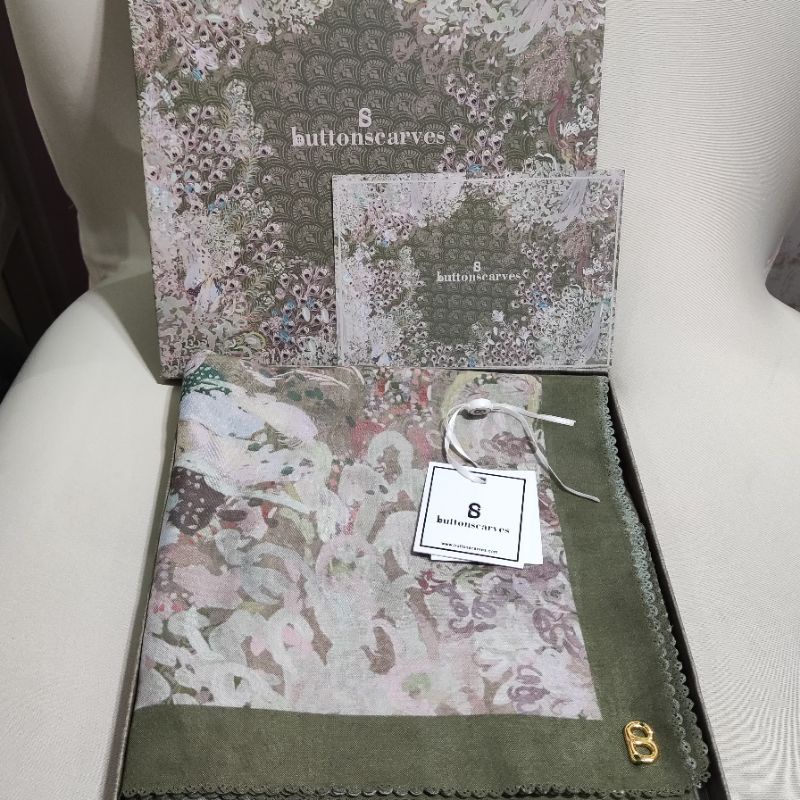 PRELOVED BUTTONSCARVES EDERRA SERIES VOAL SQUARE - PICKLE