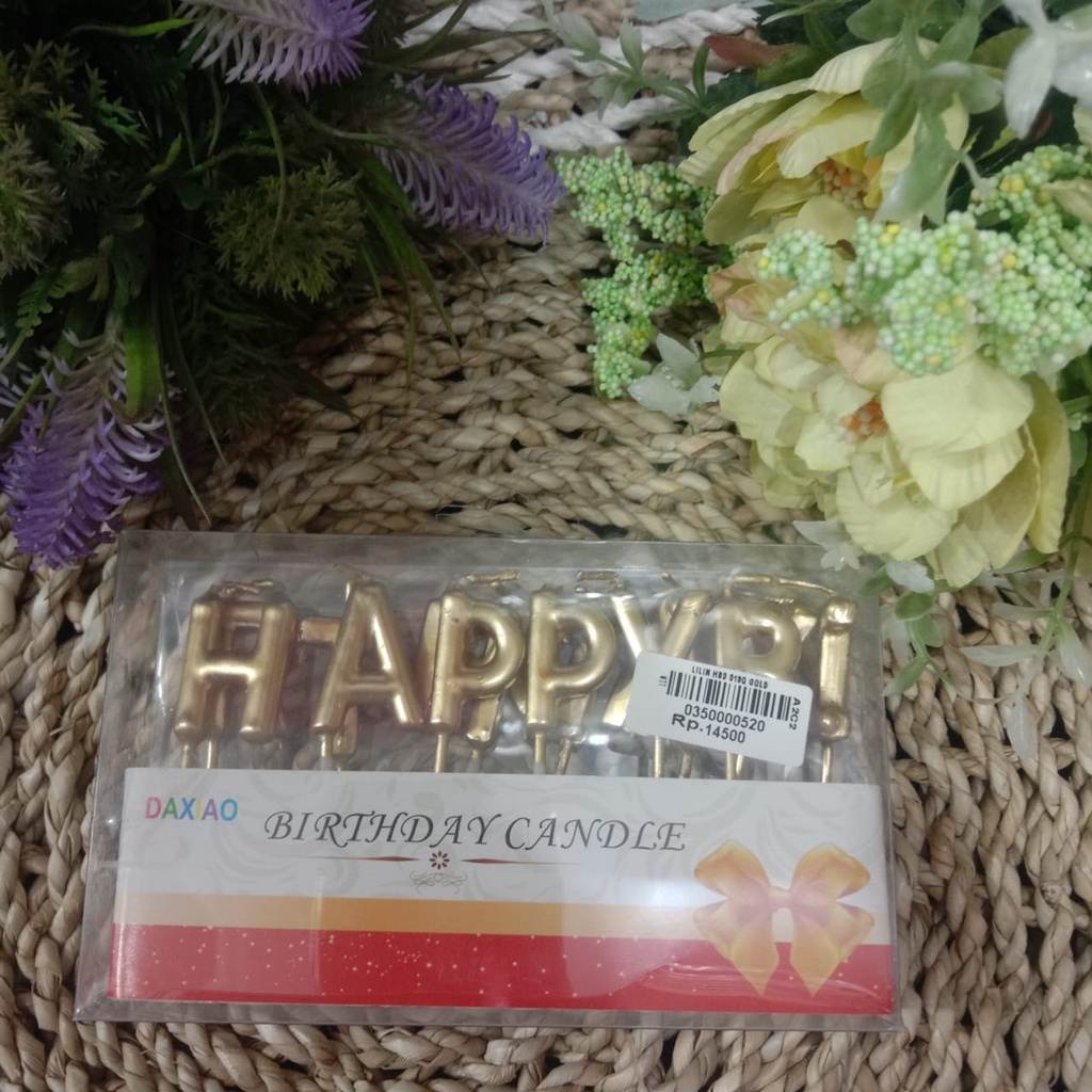 LILIN TULISAN HAPPY BIRTHDAY CHROME / LILIN TULISAN HBD / LILIN HURUF HAPPY BIRTHDAY / LILIN HURUF H