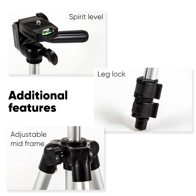 Smartfish Tripod Phone Holder Foldable Kamera Phone Tripods 65 - 150 CM + U holder