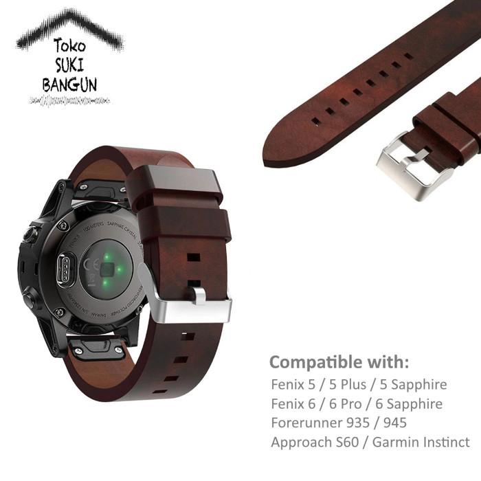 Tali Jam Garmin Fenix 6 Sapphire 22Mm Quick Fit Pu Leather Watch Strap