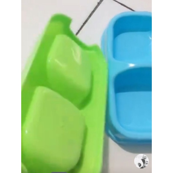 bowl doubble kotak/ wadah makanan kucing