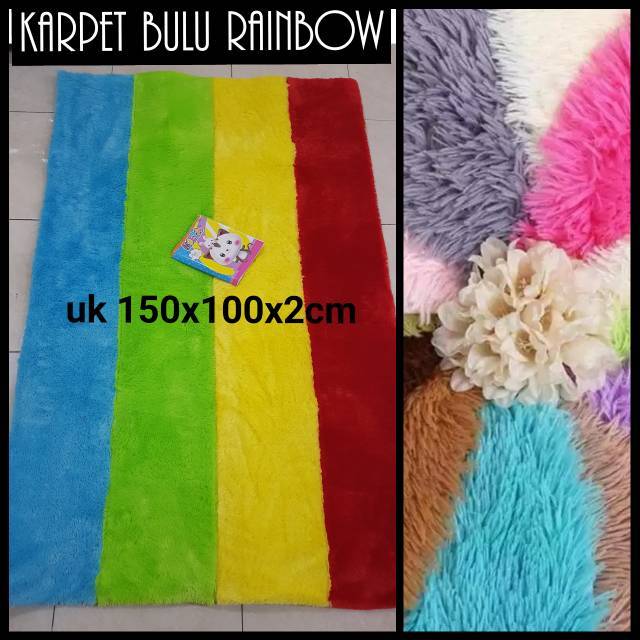  Karpet  bulu  krakter rainbow uk 150x100x2cm Shopee  Indonesia