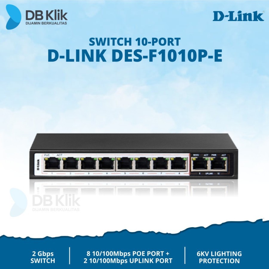 Switch D-Link DES-F1010P-E 8Port PoE+2Port Uplink | DLink DES F1010P E