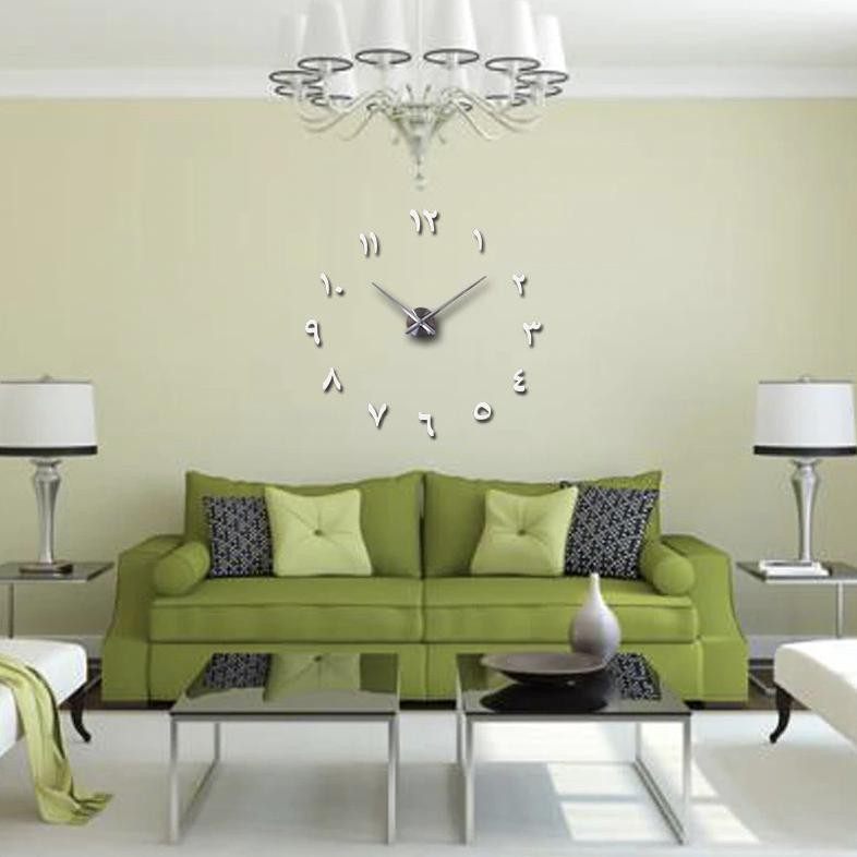 (MAINANKYU) Jam Dinding DIY Giant Wall Clock Quartz Creative Design - S031 - Silver