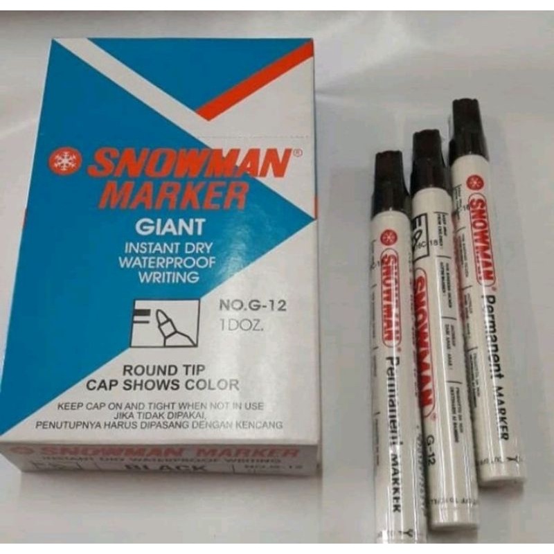 SPIDOL SNOWMAN PERMANEN G-12 HARGA 1 KOTAK isi 12 pcs