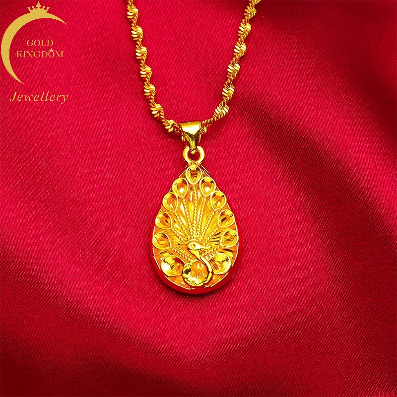 Kalung Liontin Merak Layar Terbuka Emas Asli Kadar 375Gaya Korea Untuk Wanita