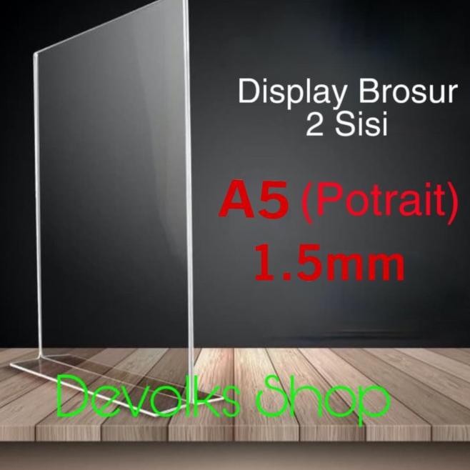 

New TEMPAT BROSUR / TENT CARD AKRILIK DISPLAY 2 SISI A5 TEBAL 1.5MM