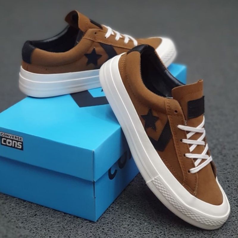 CONVERSE ONE STAR PLAYER COKLAT TAN SUEDE SEPATU LAKI LAKI