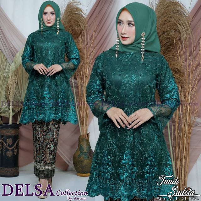 Set baju kurung tulle mutiara lengan tumpuk