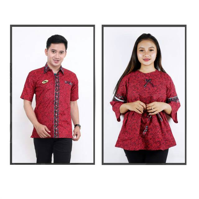 BAJU BATIK HEM BLOUSE ATASAN BATIK WANITA DAN PRIA BAJU COUPLE BATIK