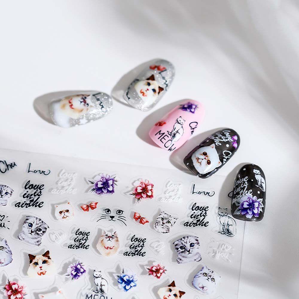 Mxbeauty Kartun Stiker Kuku Fashion Perekat Diri Manicure Aksesoris Kelinci Cinta Hati Beruang Nail Art Dekorasi