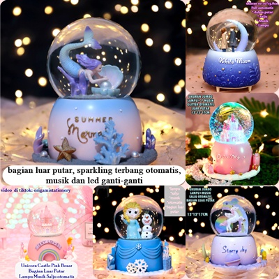 [ORGM] *Fitur Lengkap*Lampu Musik Snow Ball Otomatis Putar XL Frozen Unicorn