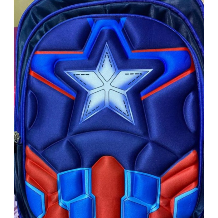 GS8 Tas Sekolah Anak Karakter Kartun Captain America L Size KKH001 JINMA HONGJIA Sky Blue