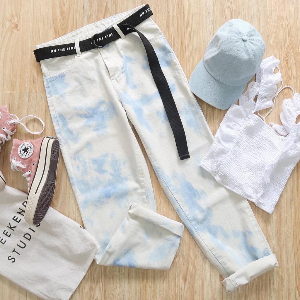 1KG MUAT 3PCS | SAVANA BOYFRIEND BAGGY JEANS TIE DYE HITS SELEBGRAM FASHION WANITA MUSLIMAH