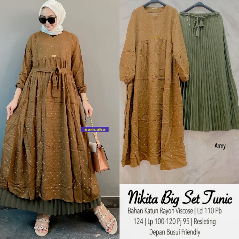 Nikita Big Set Tunik dan Rok Plisket