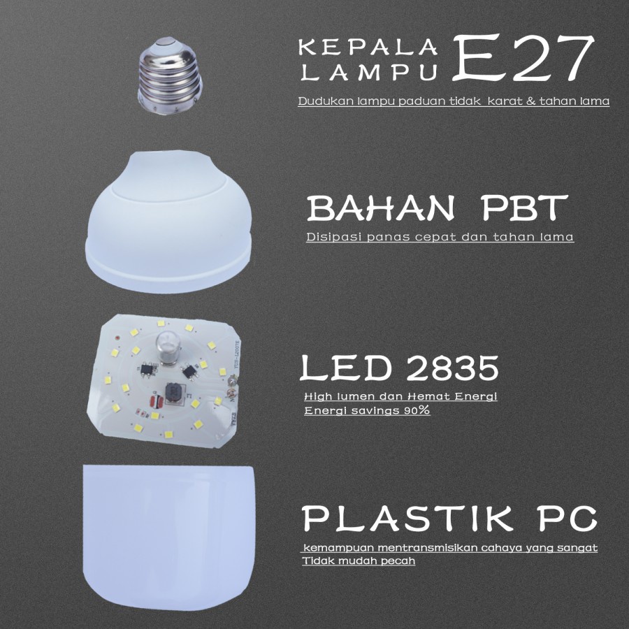 [WS]  Lampu LED Bulb Jumbo Tabung Platinum Super Terang 10W,15W,20W ,30W