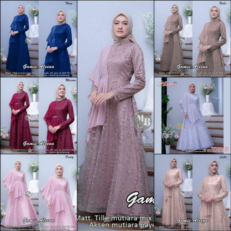 Gamis Aleena JUMBO Gaun Pesta Muslim Exclusive Big Size LD 120cm